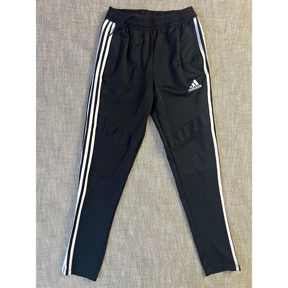 adidas Climacool Boys Black Track Pants White 3-Stripes Youth 14-15Y